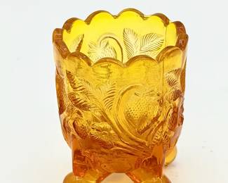Amber Glass Kanawha Inverted Strawberry Glass Toothpick Holder