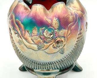 1908-1909 Antique Northwood Fine Cut Roses Carnival Glass Rose Bowl