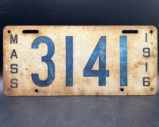 Antique 1916 Massachusetts License Plate
