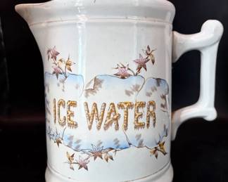 Antique Ironstone “Ice Water” Pitcher