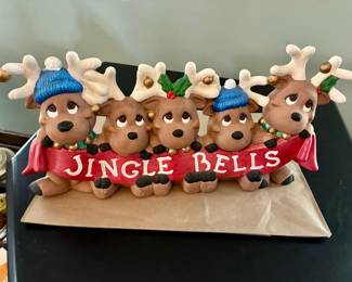 "Jingle Bells" Large Ceramic Reindeer Decoration