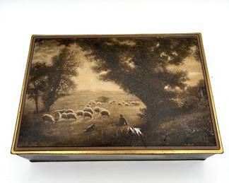 Uneeda Sheep Tin Box w/ Vintage Ephemera