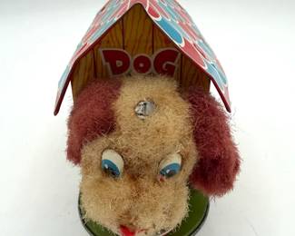 Mechanical Wind Up Dog in Doghouse *Works*