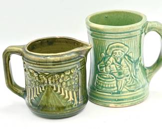 Vintage McCoy Buccaneer Mug & Brush McCoy Woodland Green Avenue of Trees Pitcher