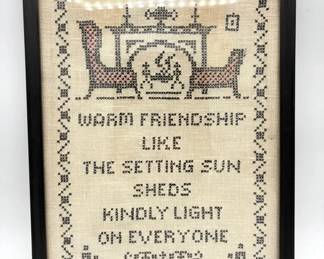 1938 Framed Embroidery “Friendship”