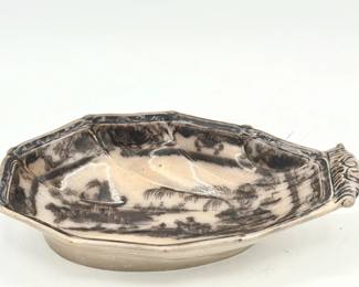 Vintage Black Mulberry Transferware Relish Serving Tray Dish