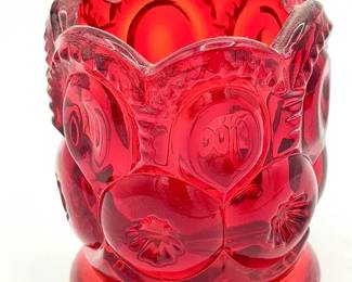 LE Smith ruby red Moon and Stars glass toothpick or votive holder