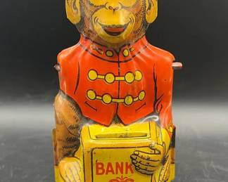 J. Chein & Co. Vintage Monkey Tin Bank