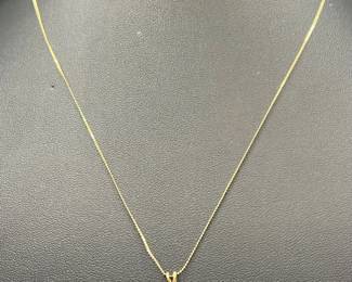 1/20 14K Gold Necklace with Gemstone Solitaire Pendant