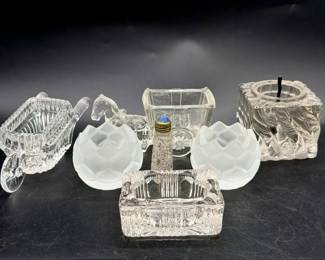(7) Clear Glass Vintage Items