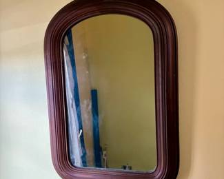 Vintage Tombstone-Arched Wooden Wall Mirror