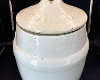 9” Pottery Stoneware Crock w/ Metal Closure