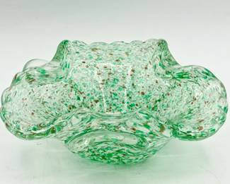Murano Style Art Glass Bowl With Shining Copper Flecks