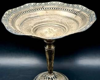 Sterling Silver Weighted Pierced Rim Compote Dish