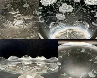 (4) Vintage Glass Serving Dishes Feat Princess House