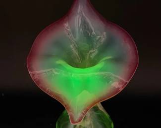 Victorian Style Jack In The Pulpit Handblown Vase UV Reactive