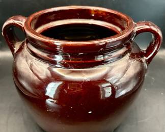 6" Brown Glazed Bean Crock