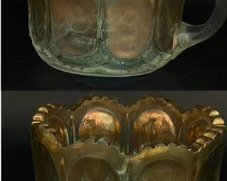 EAPG Vintage Gold Flash Sugar Bowl & Creamer