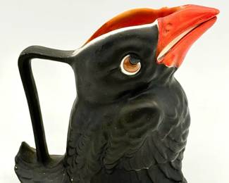 Antique Royal Bayreuth black crow creamer made in Germany