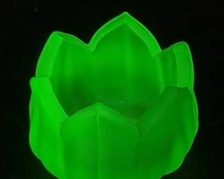 Uranium Glass Lotus Salt Cellar Vintage