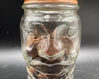 1930s Lucky Joe Glass Bank with Pennies
