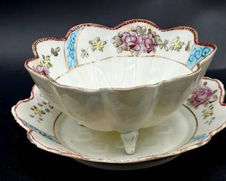 Berry Bowl Porcelain Vintage Japanese With Matching Under Plate
