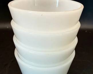 (4) Milk Glass Glasbake Custard Bowl