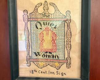 Incredible 1970 Framed Embroidery - "The Quiet Woman"