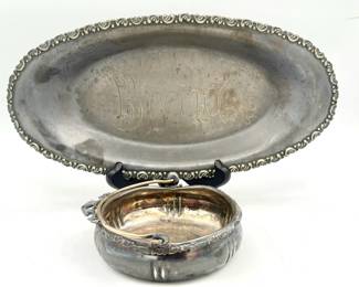 Homan Silver Plate Bread Dish & Monarch Silver Plate Nut Dish