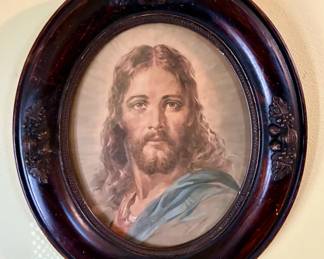 Jesus Picture in Amazing Carved Wooden Frame