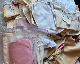 Vintage Embroidery and Embroidering Fabric Mystery Lot
