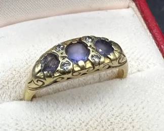 14K Gold Ring with Diamond Accents — Size 9 — Imperfect