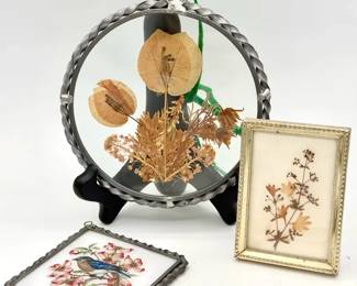 (3) Vintage Decor Items Feat Dried Flowers