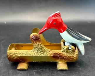 Mid Century Metal Woodpecker Toothpick Selector