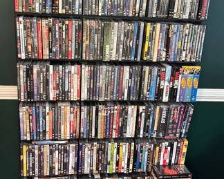 Just a few of the DVDs for sale in this home