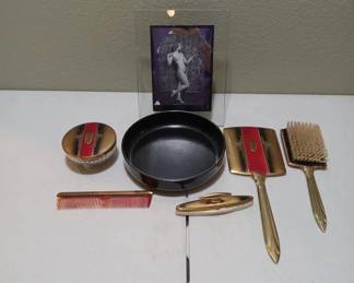 Vintage Womens Vanity Table Set With Nude Picture