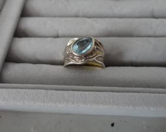 Hagit Gorali Israel Sky Blue Topaz Sterling Ring
