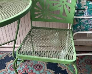 Green floral patio set