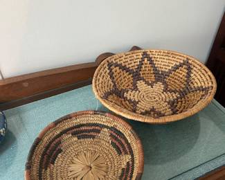 African Tri color woven baskets 