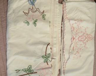 Embroidered sheet and pillow cases