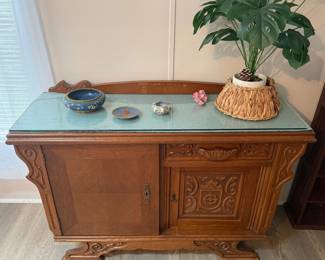 Wooden footed side board