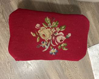 Cross stitch floral foot stool