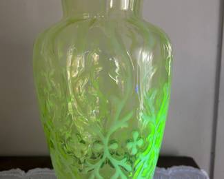 Fenton art glass “URANIUM” large vase