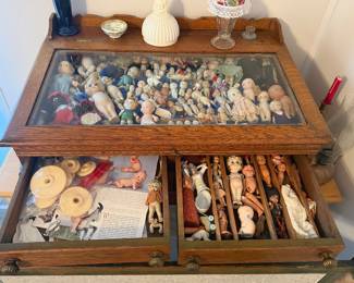 Antique countertop display case/spool cabinet