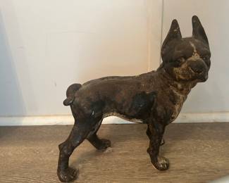 Vintage cast iron metal Boston terrier door stop