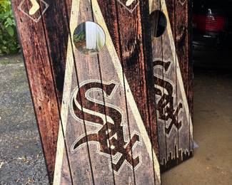 Large corn hole boards white Sox 