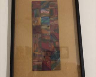 modern abstract block art painting, signed MAYFIELD