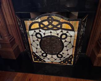 stainglass fireplace screen