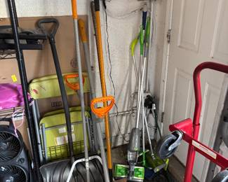 Shovels brooms yard tools 
