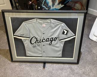 Carlton Fisk signed jersey encased